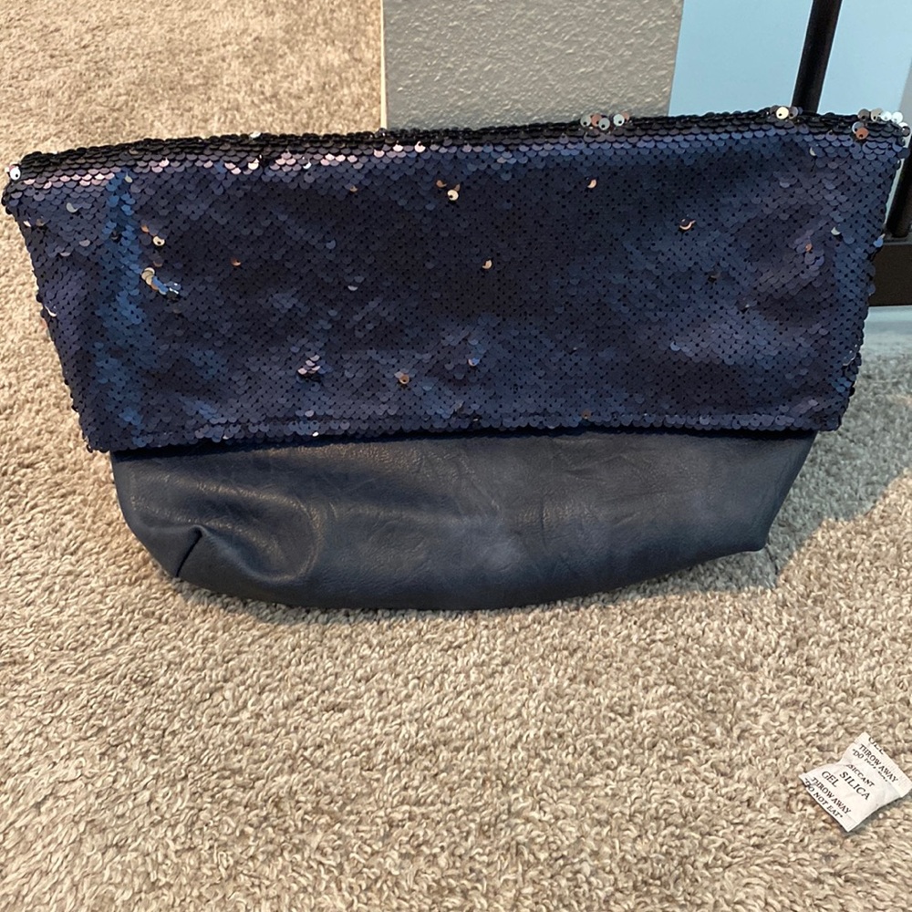 Anthropologie sequin/leather clutch